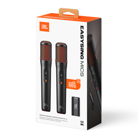 JBL EasySing Mics - Black - Two wireless AI-powered microphones with real-time vocal removal - Detailshot 6 image number null