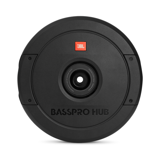JBL BassPro Hub - Black - 11" (279mm) Spare tire subwoofer with built-in 200W RMS amplifier with remote control. - Front image number null