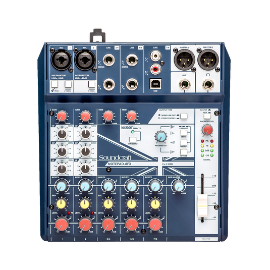 Notepad-8FX | Mixer analógico de tamanho compacto com USB I/O e
