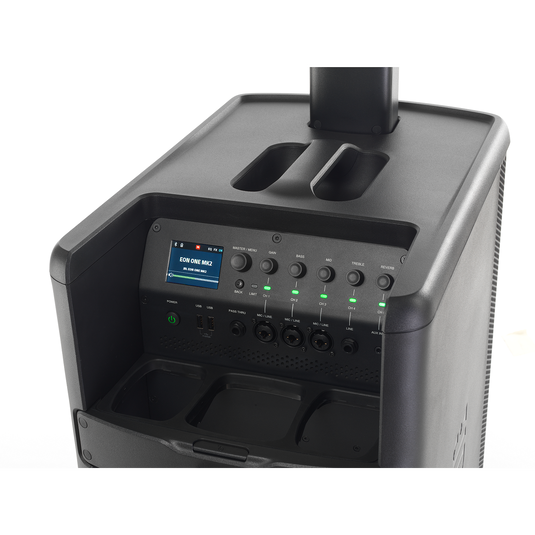 JBL EON ONE MK2 (110V) - Black - All-In-One, Battery-Powered Column PA with Built-In Mixer and DSP - Detailshot 4 image number null