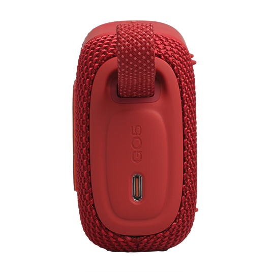 JBL Go 5 - Red - Ultra-portable waterproof and drop-proof speaker with JBL legendary sound and ambient edge lighting - Left image number null