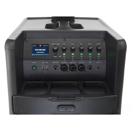 JBL EON ONE MK2 (110V) - Black - All-In-One, Battery-Powered Column PA with Built-In Mixer and DSP - Detailshot 9 image number null