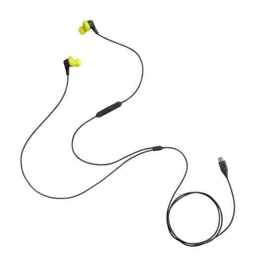 JBL Endurance Run 3 USB-C - Black / Lime - USB-C Wired Sport Headphones - Detailshot 3 image number null