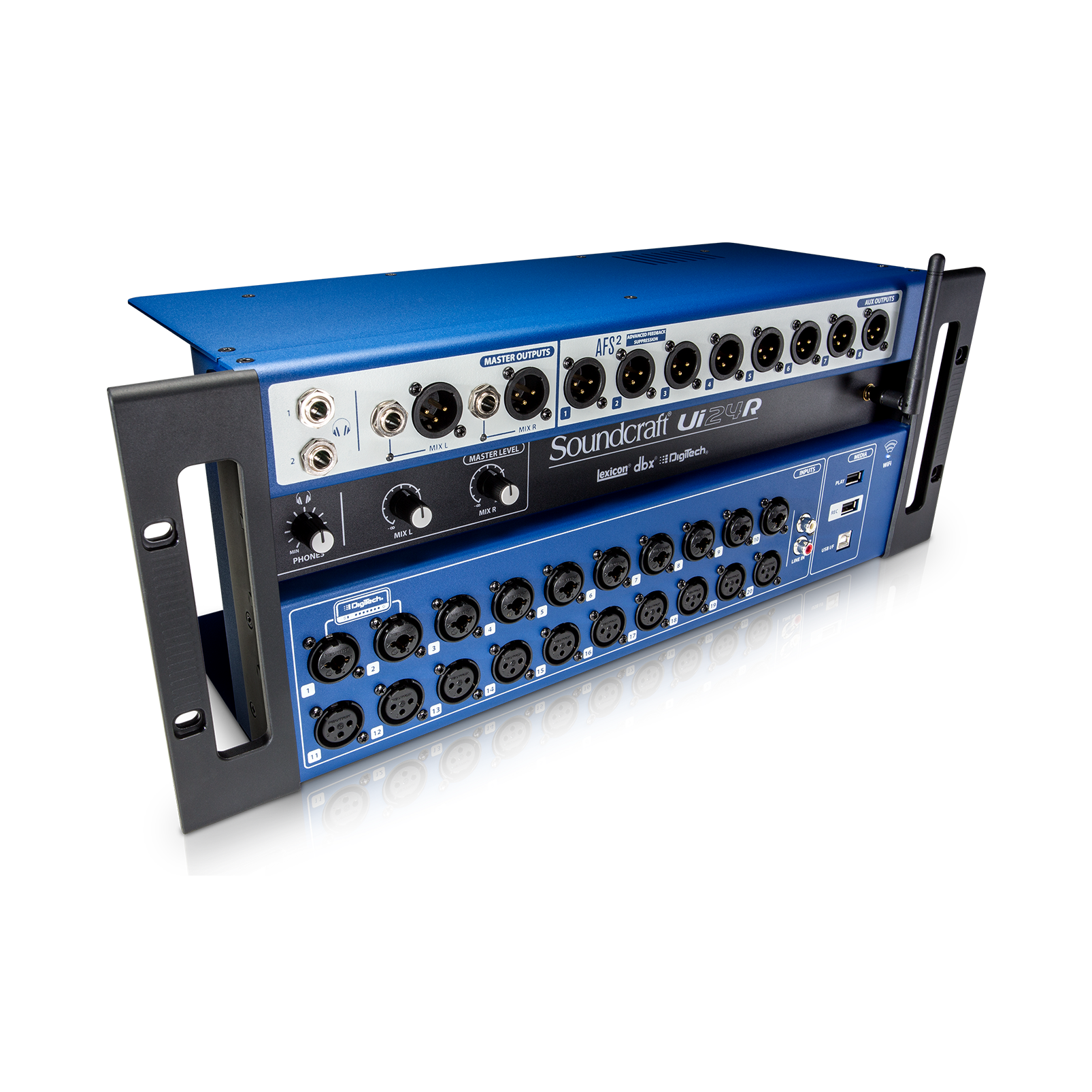 Ui24R Mixer digital de 24 canais/gravador multitrack com USB e controle sem fio